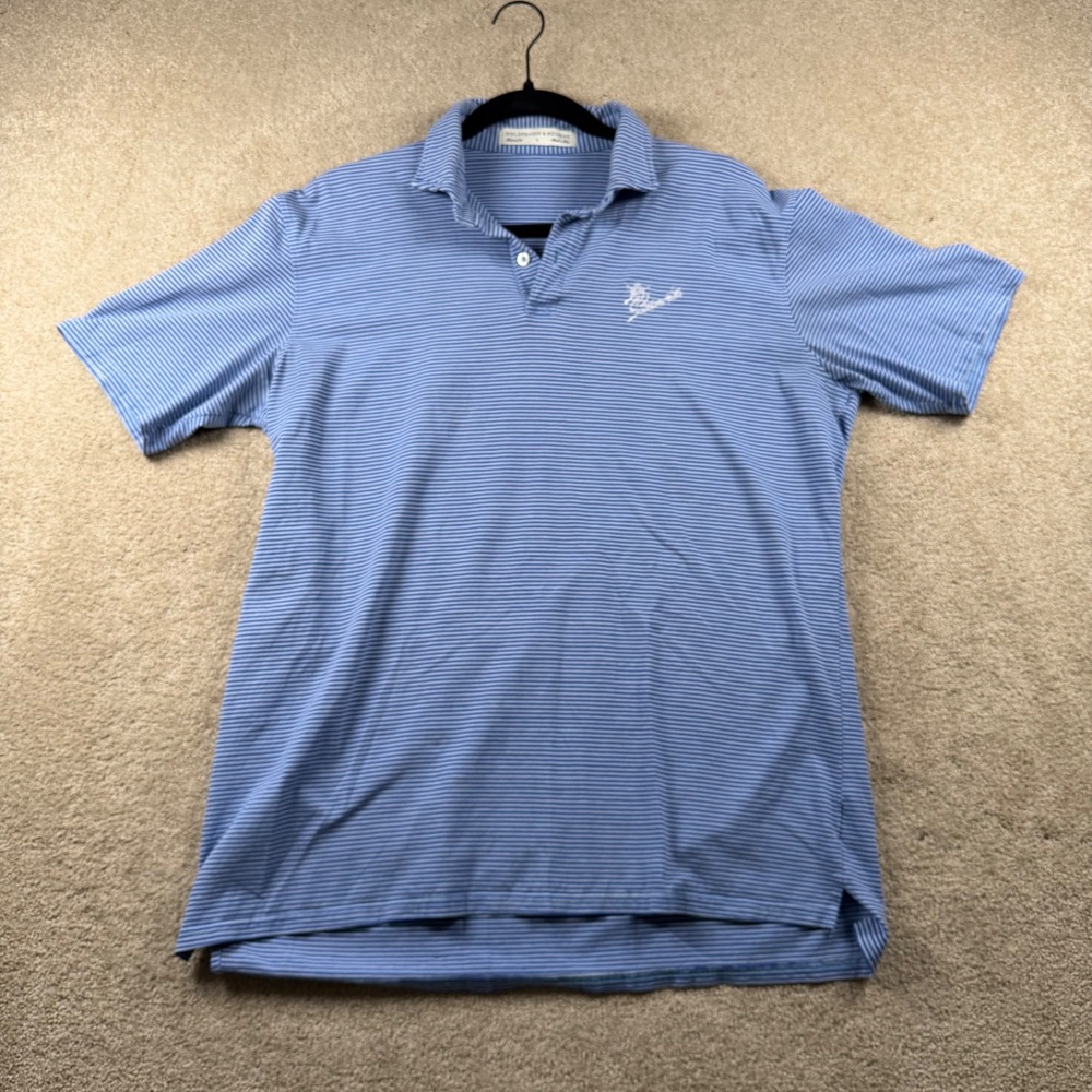 Holderness & Bourne Southern Hills Golf Polo Shirt Blue Striped Mens Large L